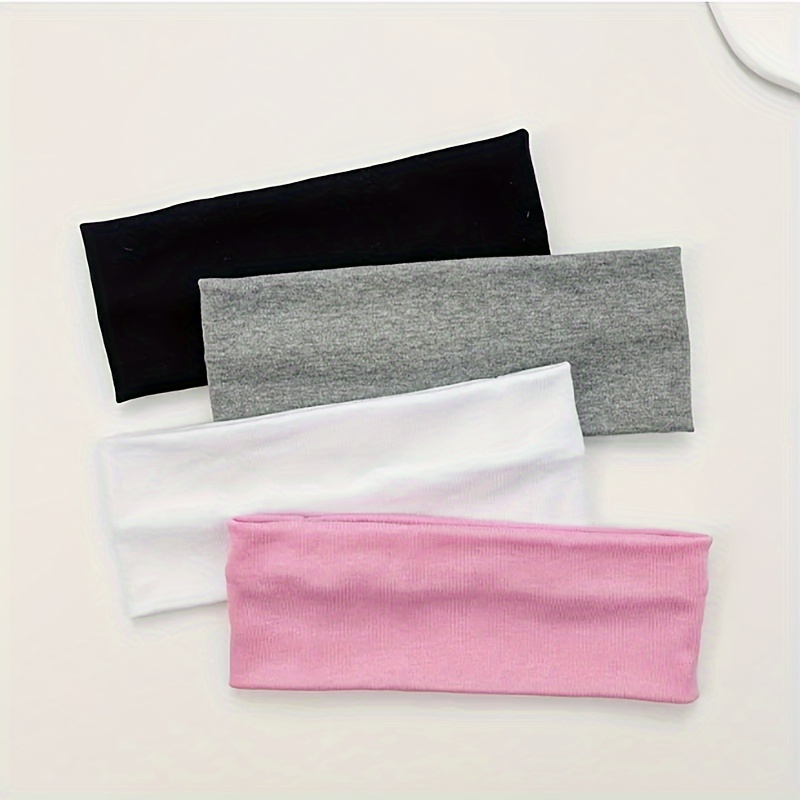 

4-pack Unisex Sports Headbands, Soft Stretchy Sweat Absorbent Hair Bands, Solid Color, For Yoga & Gym, Women's Athletic Headwear Accessories, Knitted Fabric, All-season Use