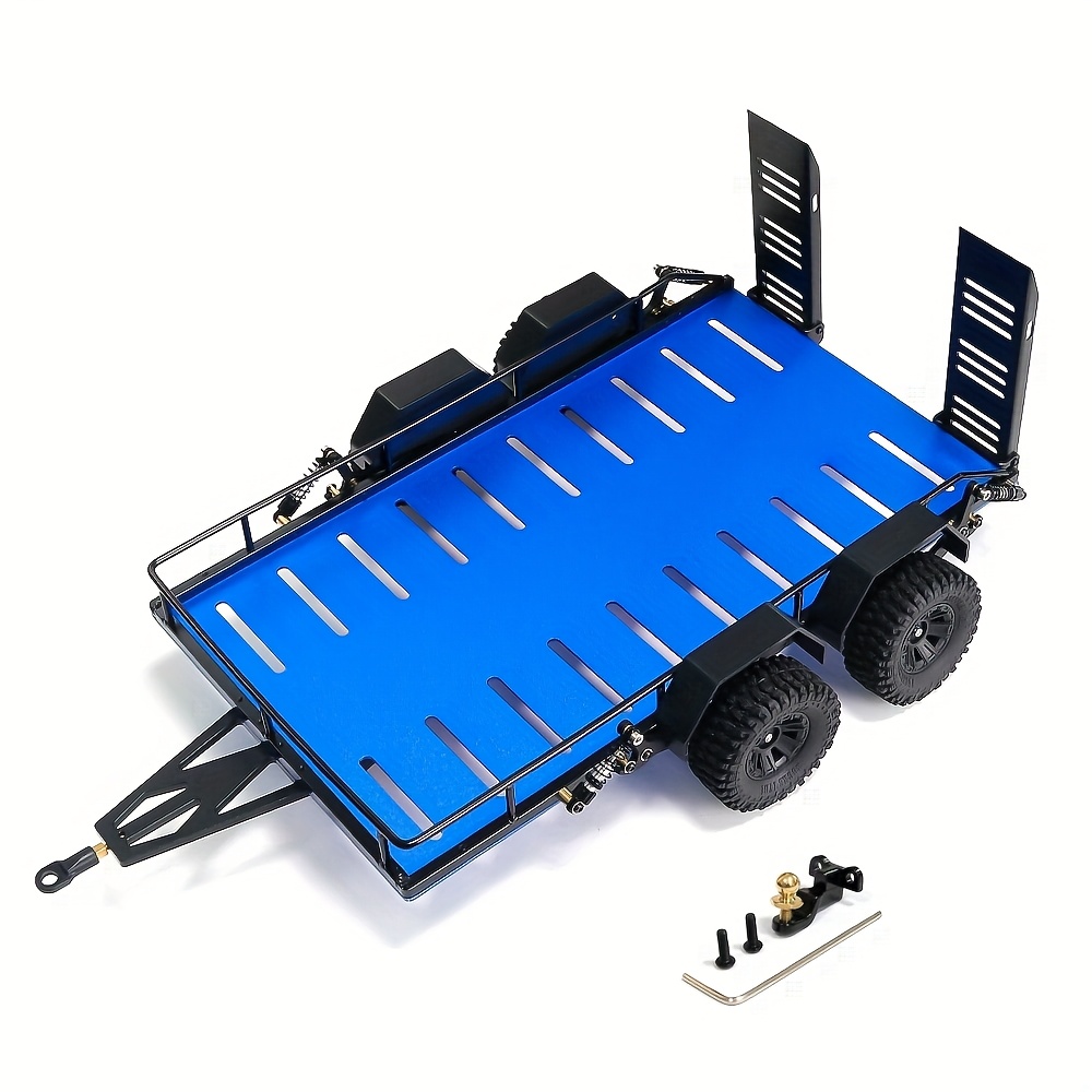 AIYIHOBBY RC Trailer with Hook Hitch for TRX4M TRX4-M 1/18 Scale RC Crawler Car - Durable Metal Frame, Adjustable Tandem Axles & Easy-Install Upgrade Parts Accessories, Remote Control Car, Vehicle Modification, Functional Design, Robust Construction