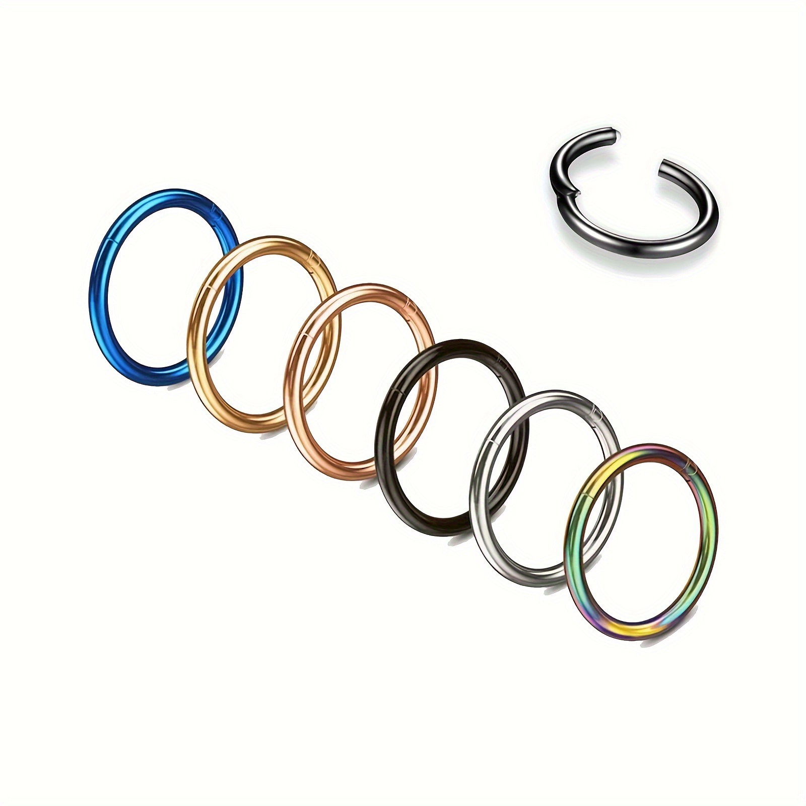 

20g 18g 16g 14g Nose Rings 316l Surgical Steel Nose Rings Hoops Hinged Clicker Septum Nose Lip Rings For Women 6mm 7mm 8mm 9mm 10mm 12mm Golden