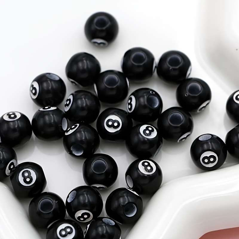 TEMU 58pcs 11mm Black 8. Acrylic Beads, Diy Beads, Sports Beads, Spacer Beads, Decorative Beads