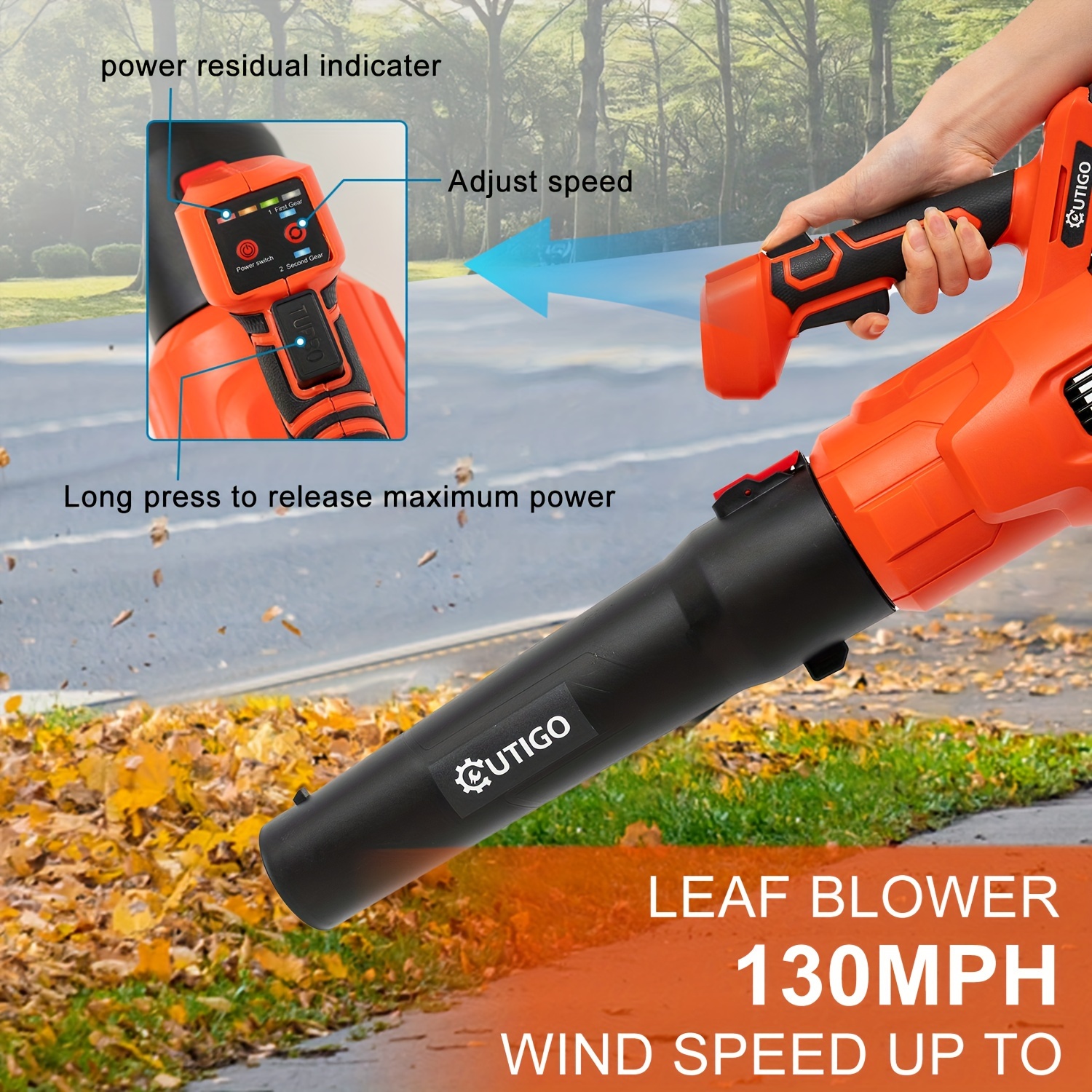 cordless electric leaf blower with   5 ah 21v rechargeable batteries and charger 120 mph   min multi purpose yard driveway snow car dust removal blower for lawn care details 1