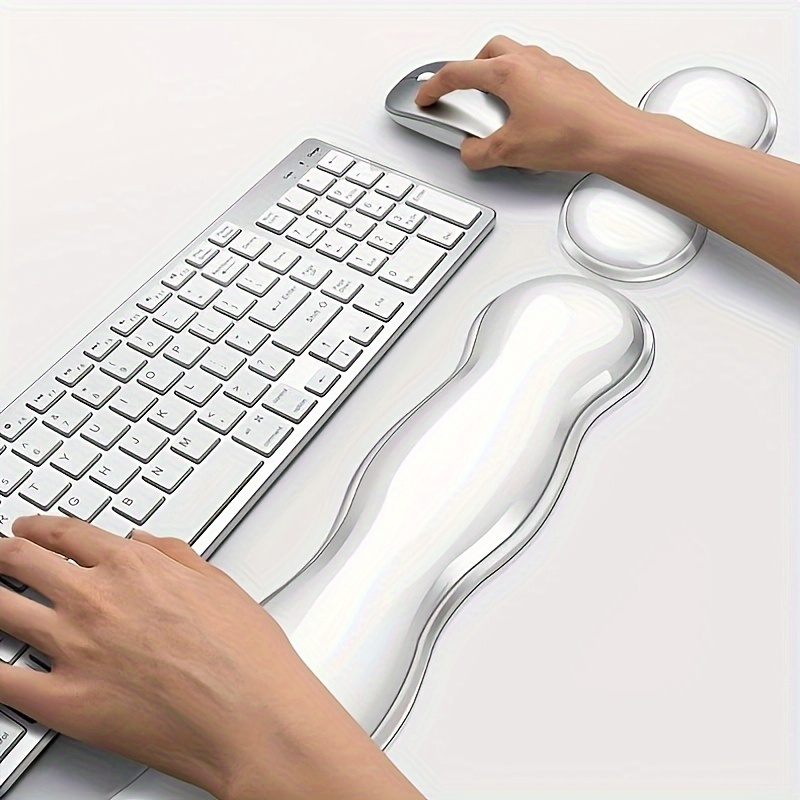 2pcs ergonomic keyboard mouse wrist rests transparent soft plastic wrist pads for gaming office comfortable wrist support for pain   computer accessories typing support durable material smooth texture remote workers Product details 3