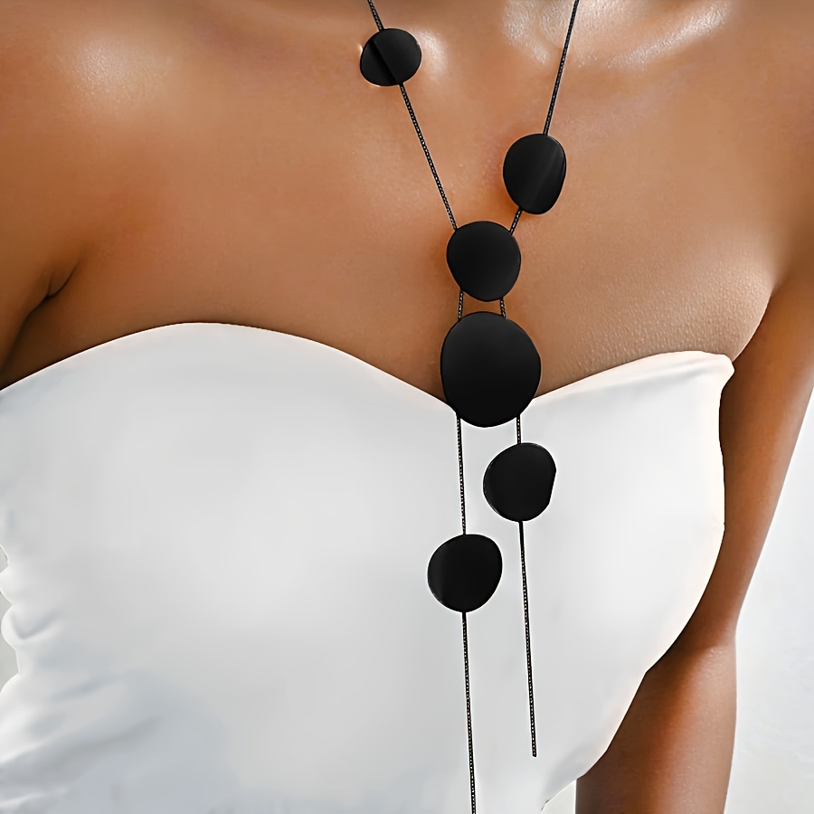 Women's Geometric Circle Pendant Y Necklace