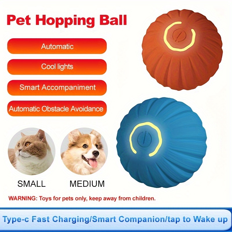 

1pc Interactive Pet Toys Dog Toy Ball, Smart Jumping Ball, Electric Rechargeable Cat And Dog Toy, Self-rolling Pet Dog Toy Ball, Electric Smart Pet Ball, Pet Teething Toy, Gravity Jumping Ball