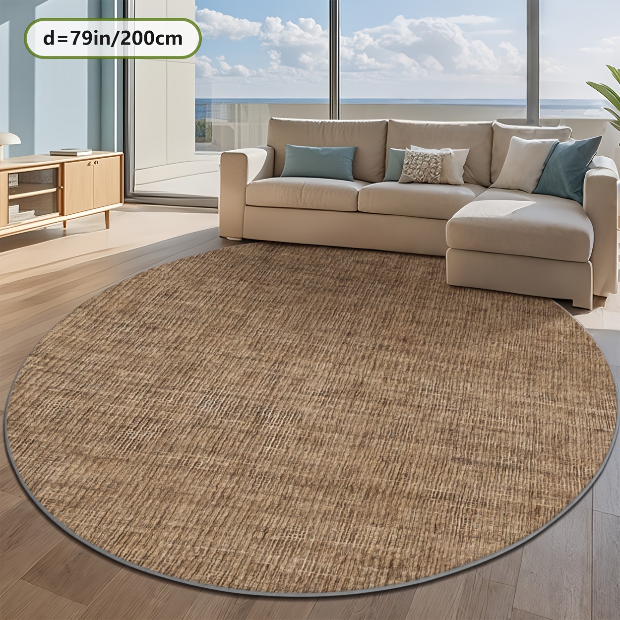 TEMU [soft Fluff   Dot Plastic Bottom] Home Round Carpet, - Style Texture Printed Pattern Space Corners, Lights Up Home Aesthetics, Enhances The