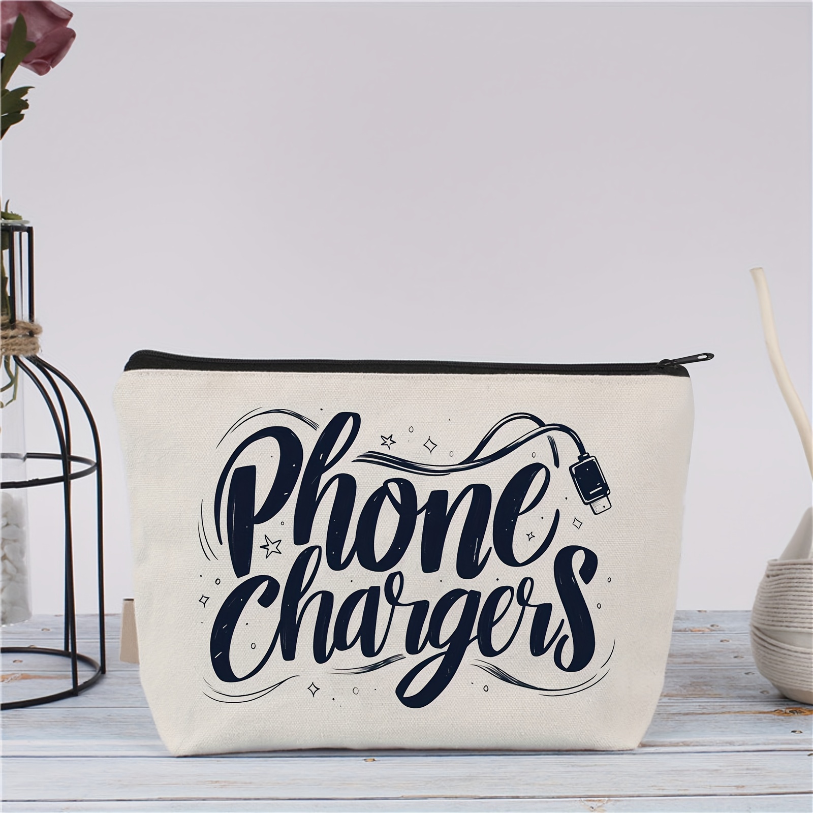 

Compact Canvas Phone Charger Pouch - Perfect For Travel & Gifts, Odorless