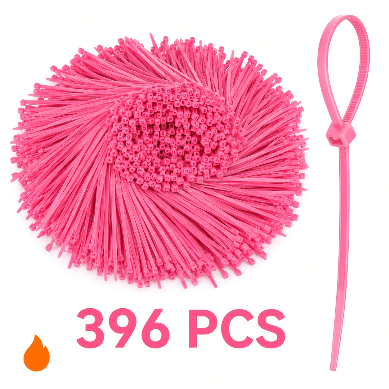 TEMU 396pcs Soft Pink Nylon Cable Ties, 100mm X 2mm Self-locking Zip Ties For Garden Plant Support, Flower Vines, Bouquet Decoration And Home