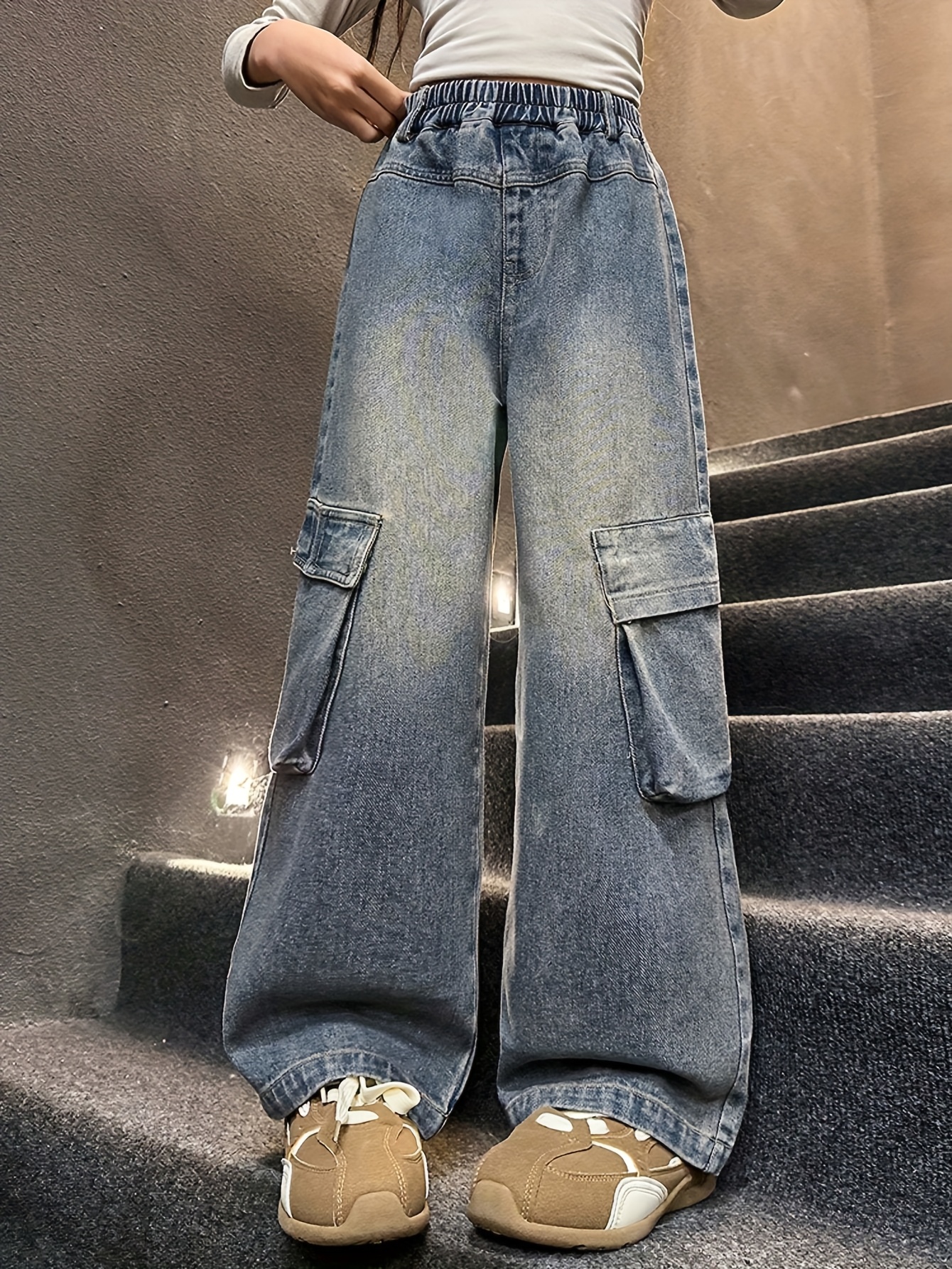 Baggy Jean Pour Femme - Taille Haute - Jambes Larges - Coupe Droite - Pantalon En Denim élastique Avec Poches - Décontracté - Confortable - Pantalon Large - Style Rétro - Coupe Droite - Streetwear