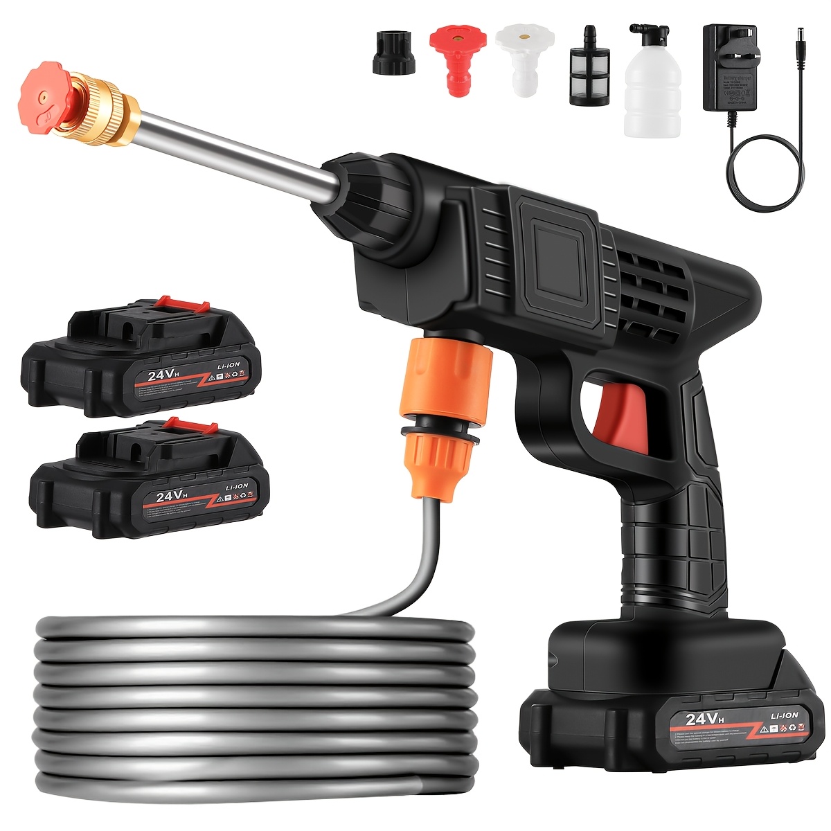 item picture Cordless Portable Pressure Washer with 2 Batteries, 3000PSI Cordless Power Washer, 24V Battery Jet Wash for Car Garden Home Patio Driveways, 5.03meter Hose Included