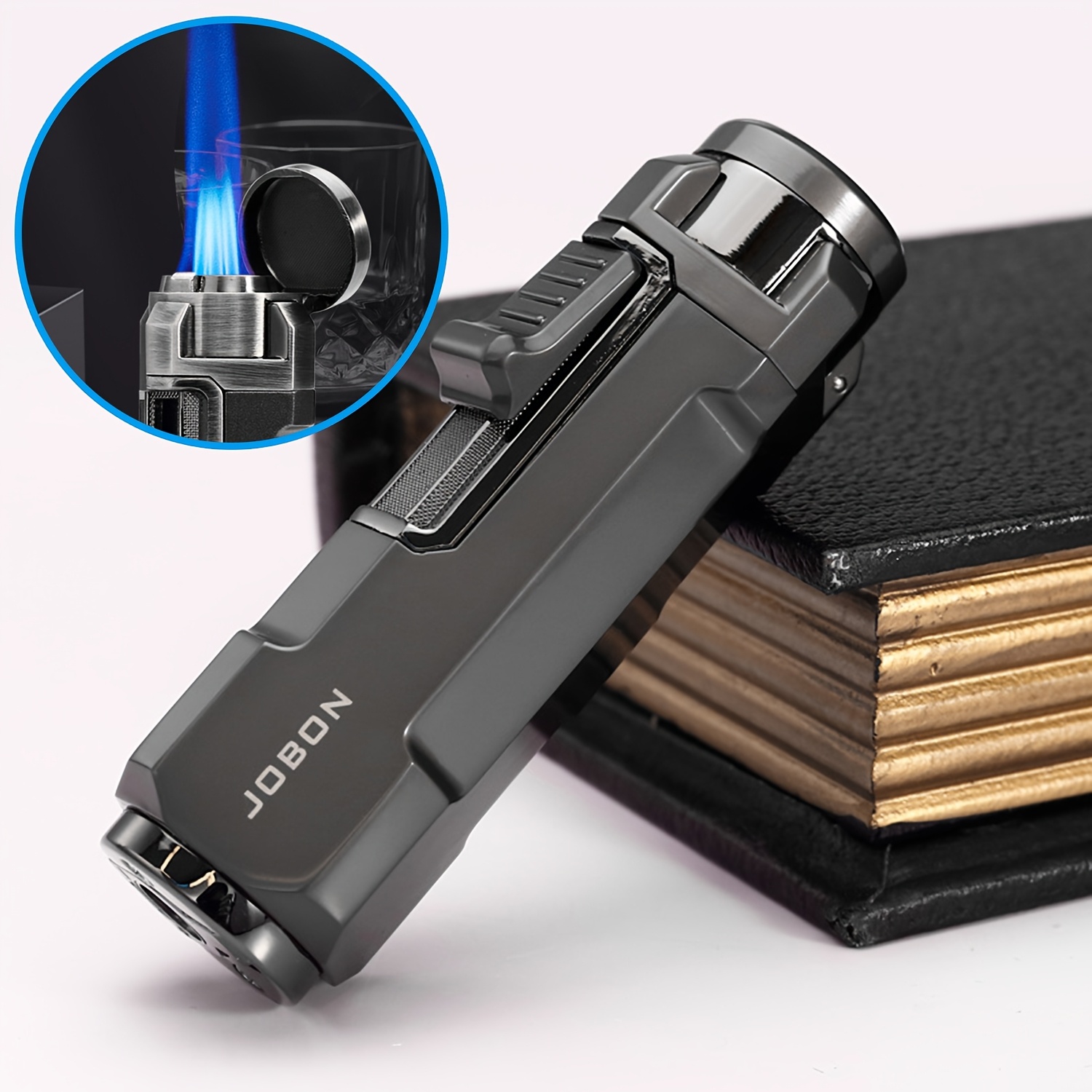 TEMU Metal, Flashlight Shape Design Polished Windproof Lighter With Lid, Made Of Alloy, Exquisite Flame Lighter, Easier To Use Experience (not Included Butane)