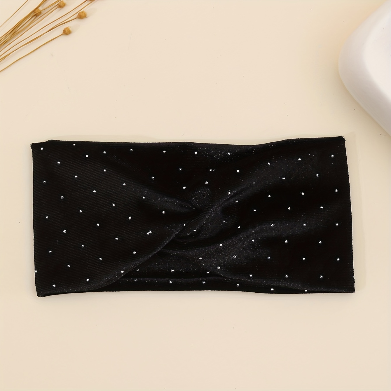 Image of Wide Satin Ribbon Headband With Star Pattern