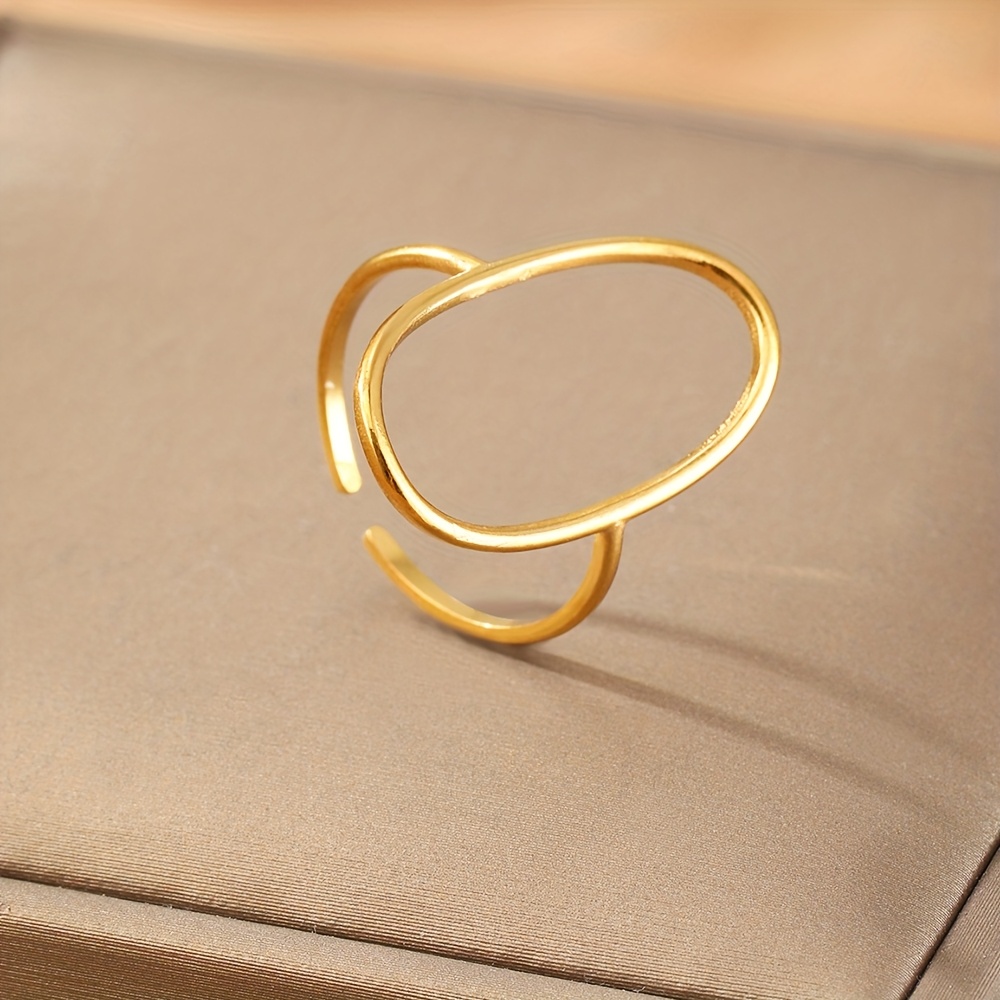 1pc Vintage Cuff Ring Made Of Stainless Steel 18k Gold Plated Hollow Geometry Design Suitable For Men And Women Match Daily Outfits Adjustable Ring