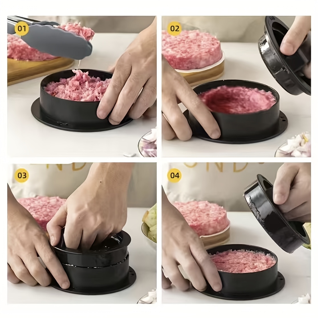 1pc non   press patty maker plastic hamburger mold for shaping beef cheese vegetable patties bbq grill pan frying compatible details 9