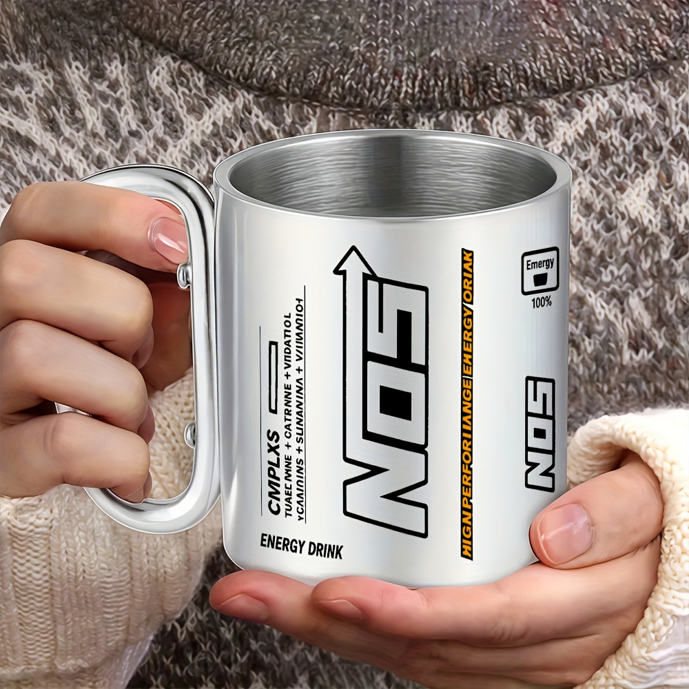 TEMU 1pc Cup, Heavy-duty 304 Stainless Steel Mug With Handle, Heat & Cold - Ideal For Coffee, Tea, Smoothies - Perfect Gift For Energy Drink Fans &