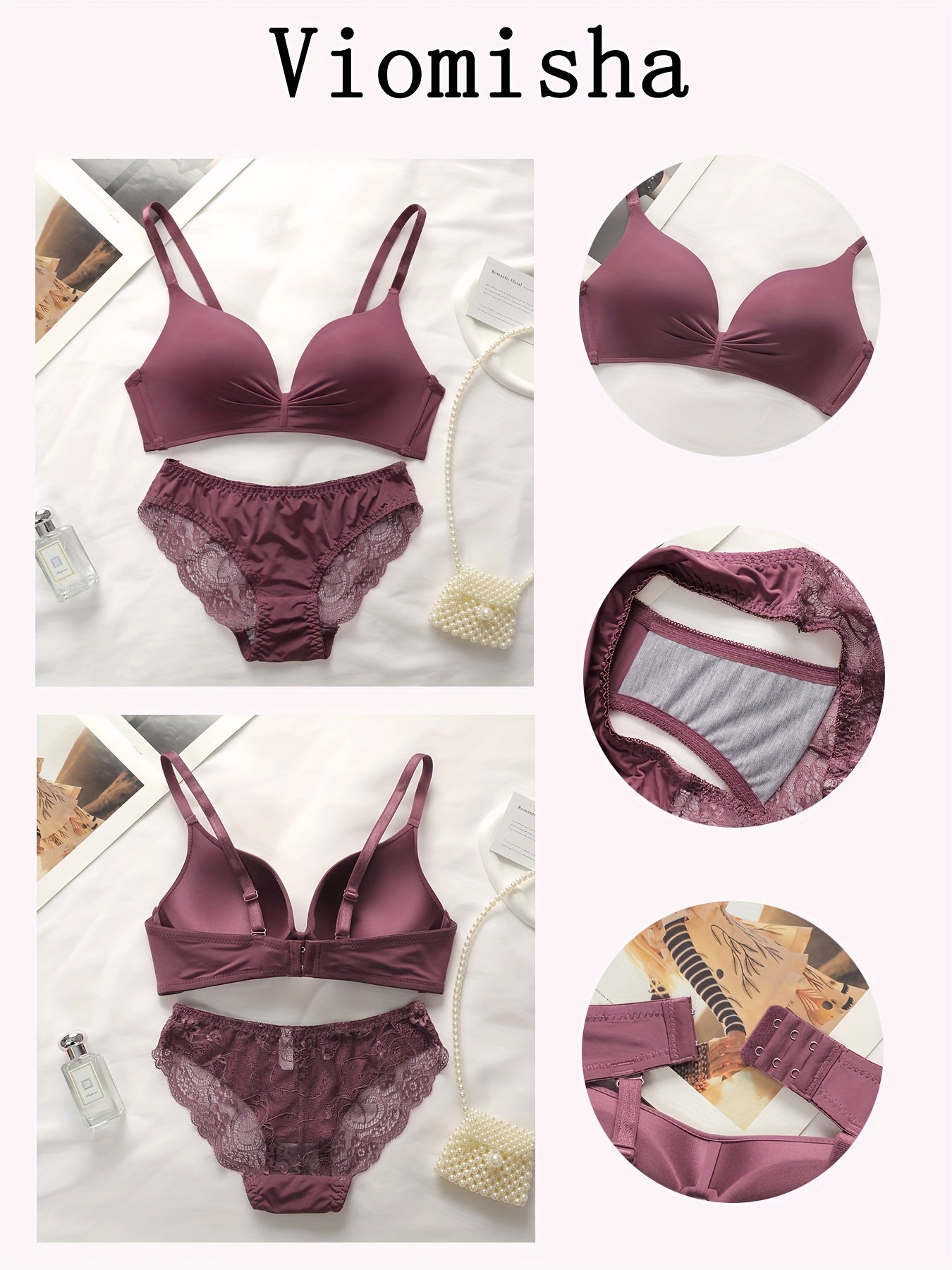 A Set of Women'S Classic Sexy Wireless Bras That Provide a Gathered Look.