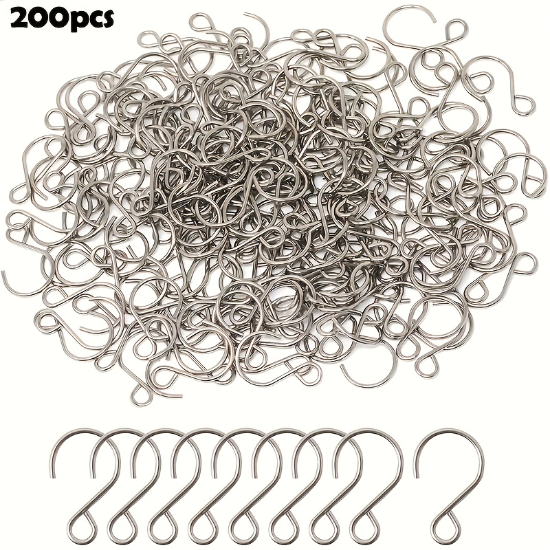 TEMU 200 Mini Edelstahl S-Haken, Vielseitige Metallhänger für DIY-Wanddekorationen Kristall-Chimeschmuck sowie Möbel & Vorhangaufbewahrung