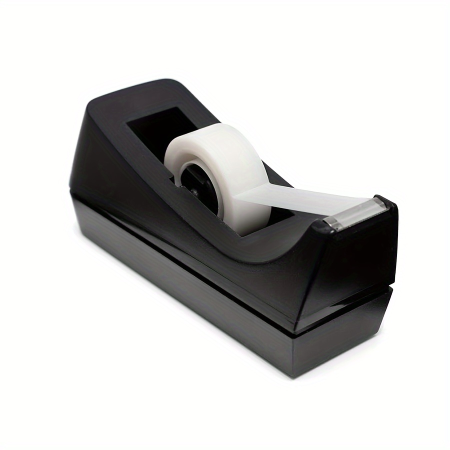 

Black Pvc Desk Tape Dispenser With Non-slip Base, Heavy-duty Tape Roll Holder For Office, Home, School - Included