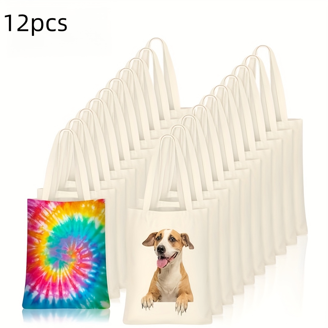 TEMU 6 pezzi/12 pezzi, Borsa Tote per Sublimazione 12.2X14.2 Pollici, Borsa Tote Vuota per Sublimazione, Decorazione Borsa per , Borsa Regalo Borsa