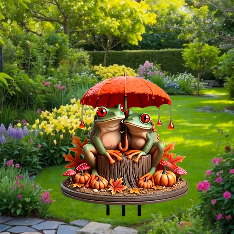 

2d Flat - A Frog Umbrella, Multifunctional Animal Theme Decorative Sign, Suitable For Garden, Lawn And Gardening > Outdoor Ornaments > Decorations > Other Decorations