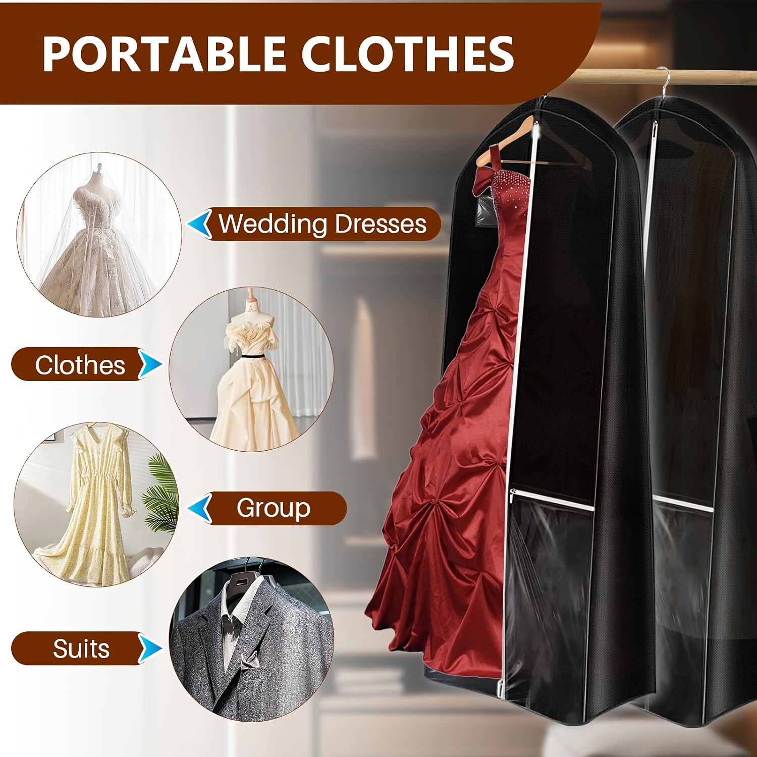long dress bags Amazon.com: 72" Long Dress Bags for Gowns - Wedding Dress Garment Bag for  Dresses - Long Garment Bags for Hanging Clothes & Closet Storage