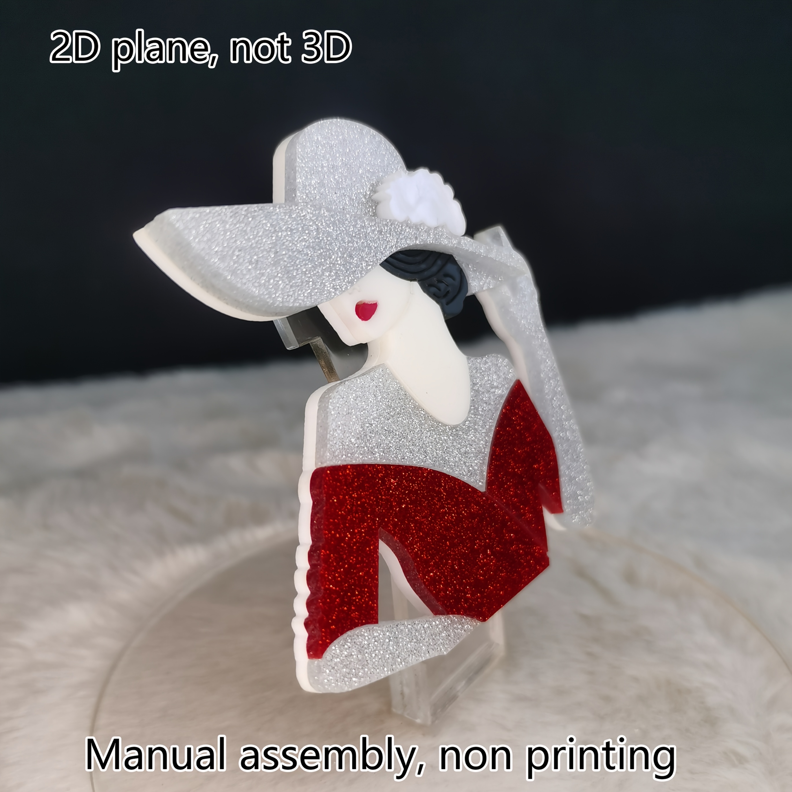 Elegant 2D Flat Acrylic Brooch, Cute Style for Fashion