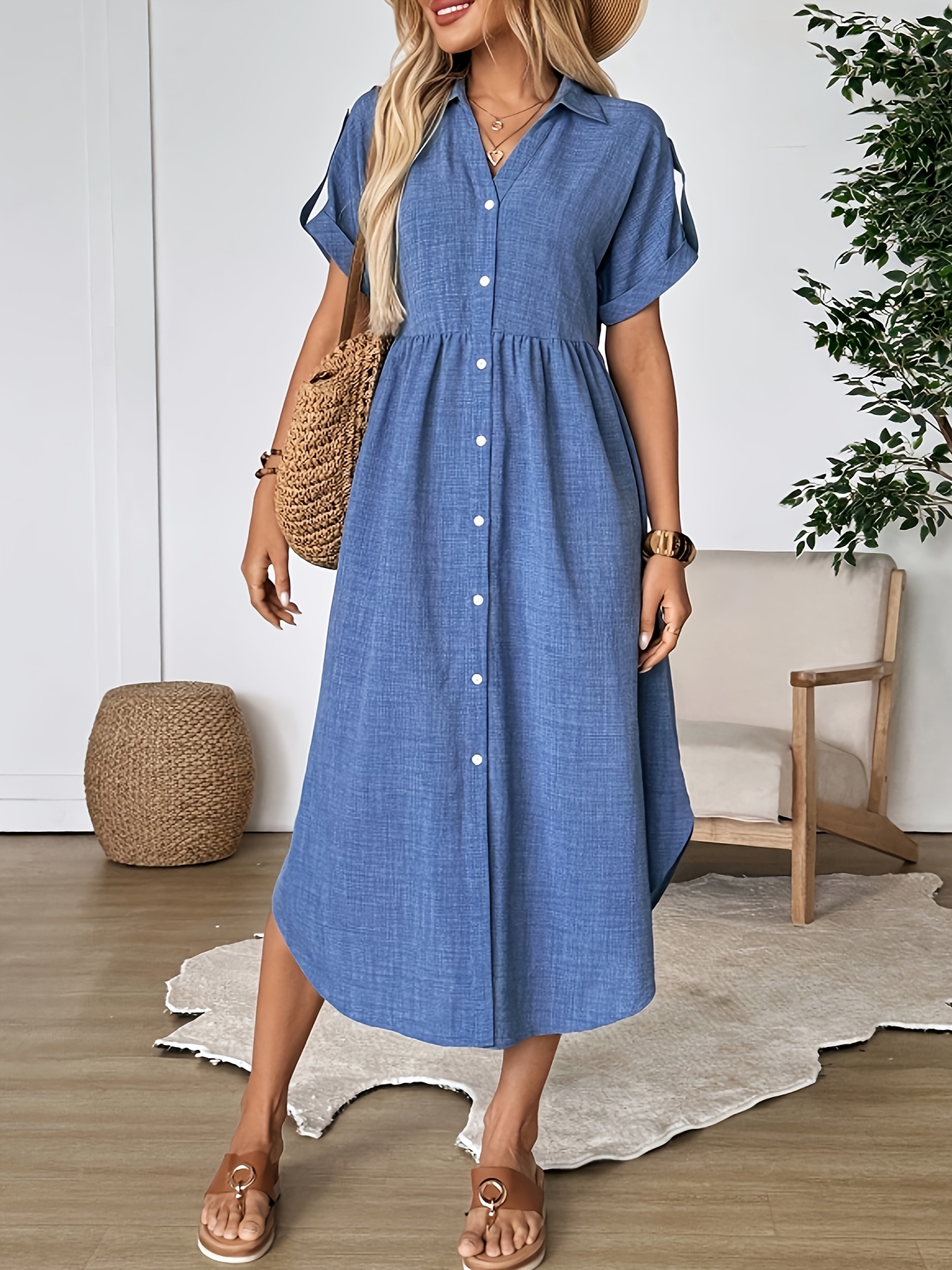 most elegant formal dresses Elegant Fit Sleeveless Button-Front Linen Midi Dress – Wearlina