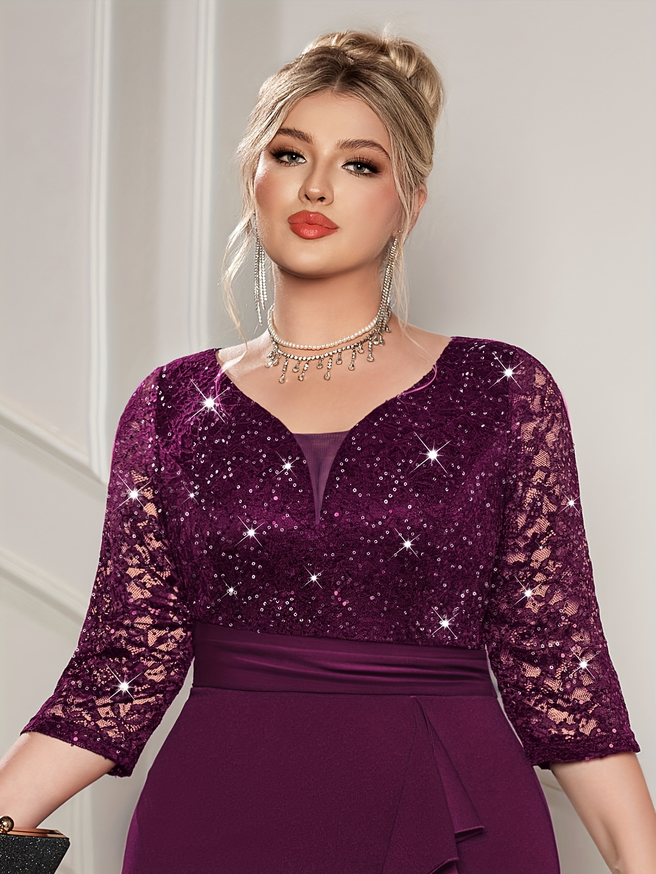 blue dress for baby girl FEMME Curves LILA Plus Size Layered Tulle A Line Prom & Formal Dress main image 0