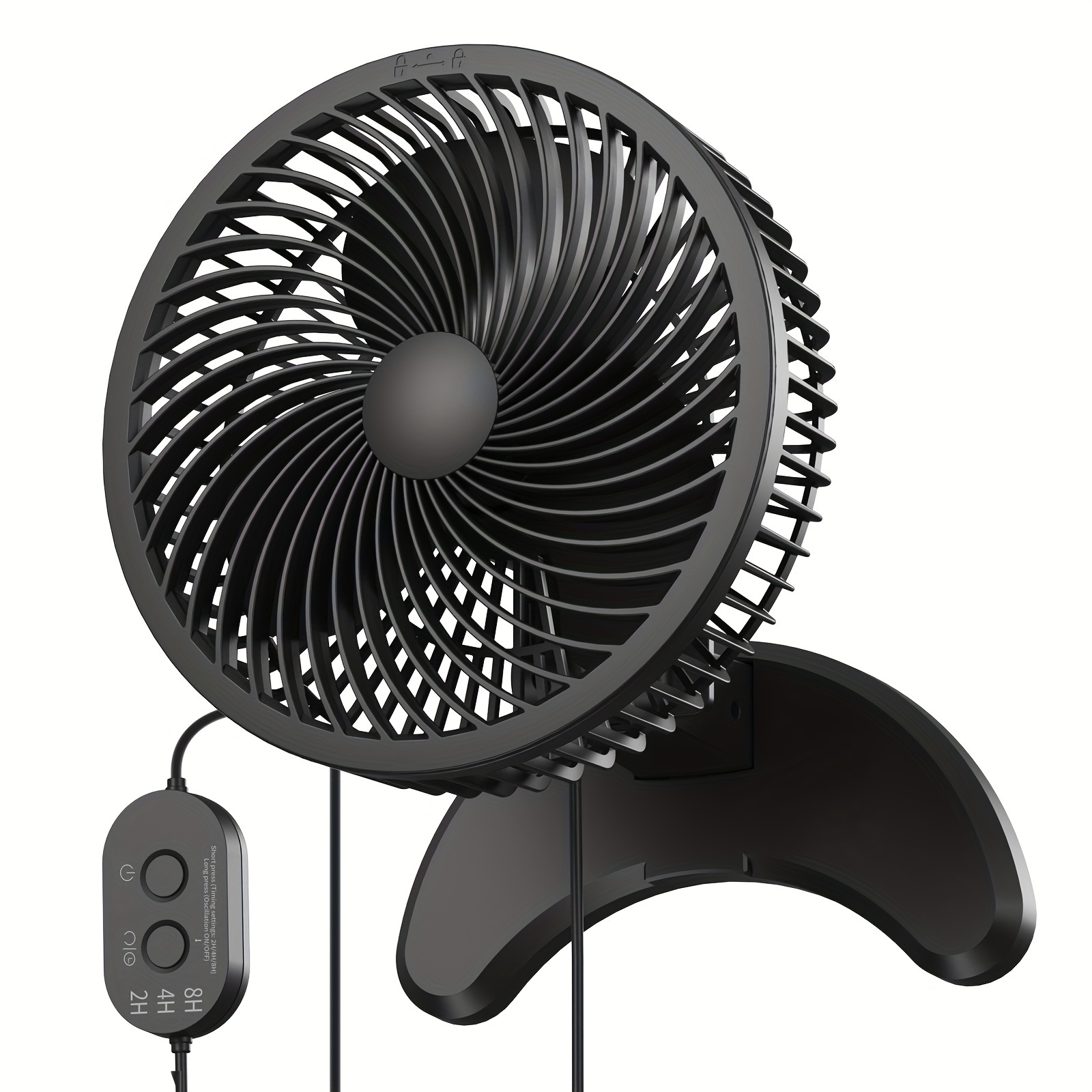

8'' Wall Mount Fan, Quiet Small Wall Fan With Timer, 8.2ft Wired Remote, 80° Oscillation, 100° Adjustable, 3 Speeds High Velocity For Rv Bedroom Kitchen Office Garage (adapter Included)