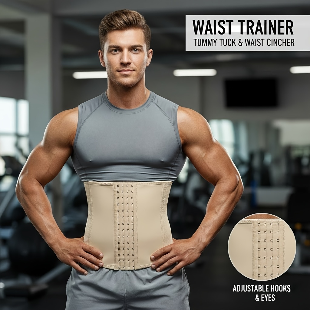 1pc of mens all year wearable body shaper waist cincher designed to   the waist and abdomen featuring a thin strong abdominal support band with 4   and 16 hooks suitable for mens training categorized under mens shapewear