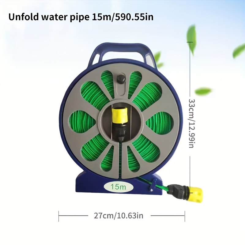 1 Set of 15m/590in Garden Hose with Water Gun Nozzle, EU/US Standard Adapter Included, Comes with Hose Reel, Water Gun, and Adapters. Leak-proof, Lightweight, Durable Braided Cover. Suitable for Outdoor Watering, Car Washing, and Floor Cleaning.
