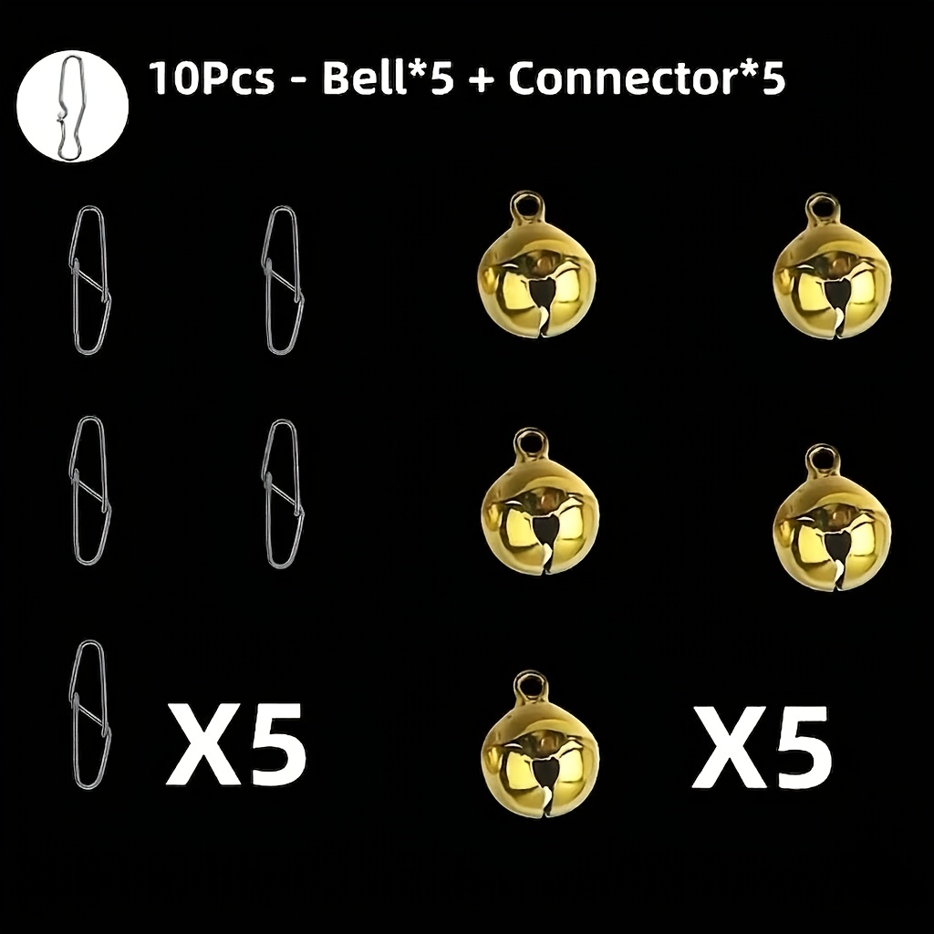 TEMU 10pcs Quick-hang Fishing Bell Accessory Set – Made Of Durable And Easy-to-install Metal Material, Suitable For Night Fishing And Ice Fishing.
