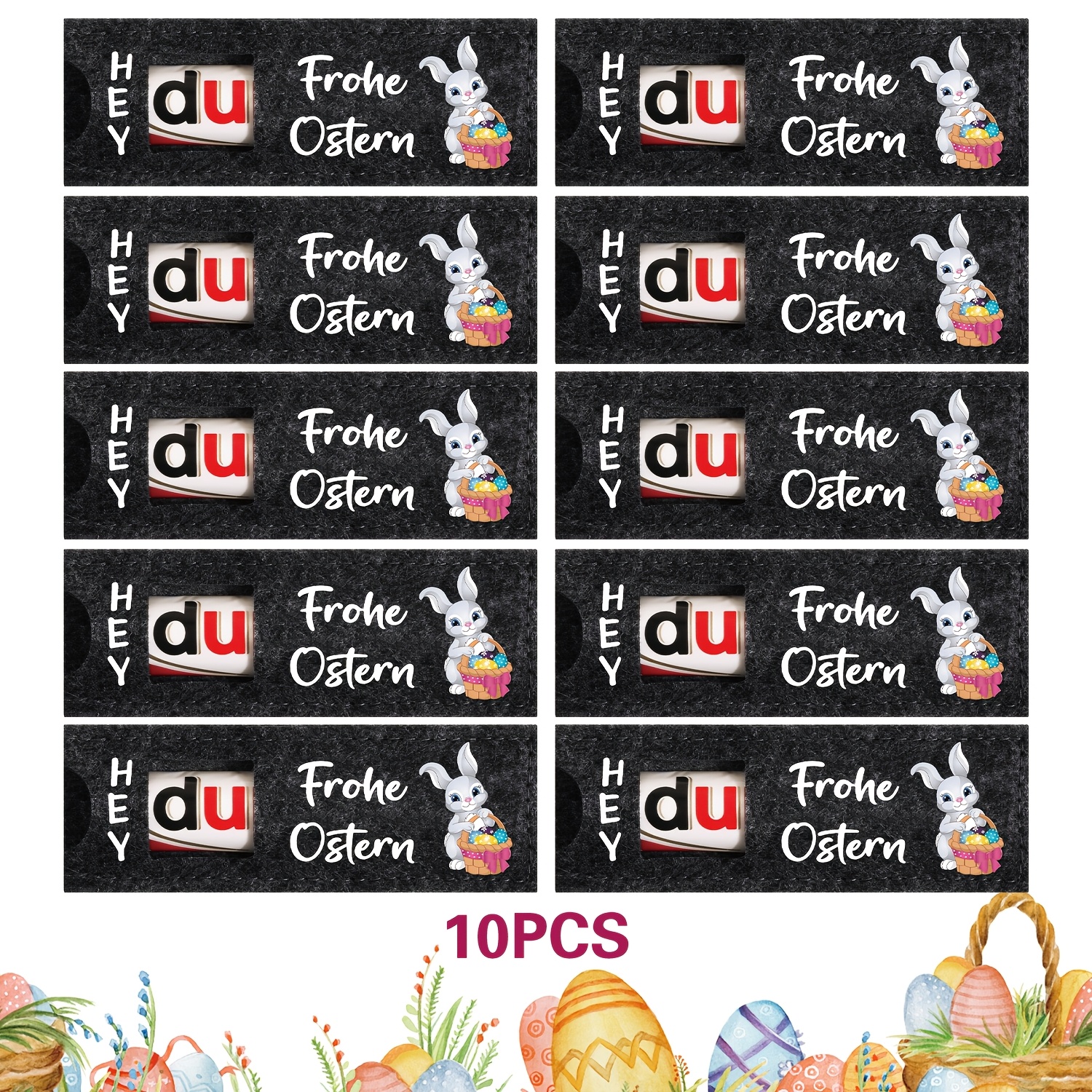 10pcs Easter Felt Gift Bags – Easter Chocolate Packaging Bags, "" Themed Decorative Gifts, Gift Bags, Party Combination Sets (excluding Chocolate)