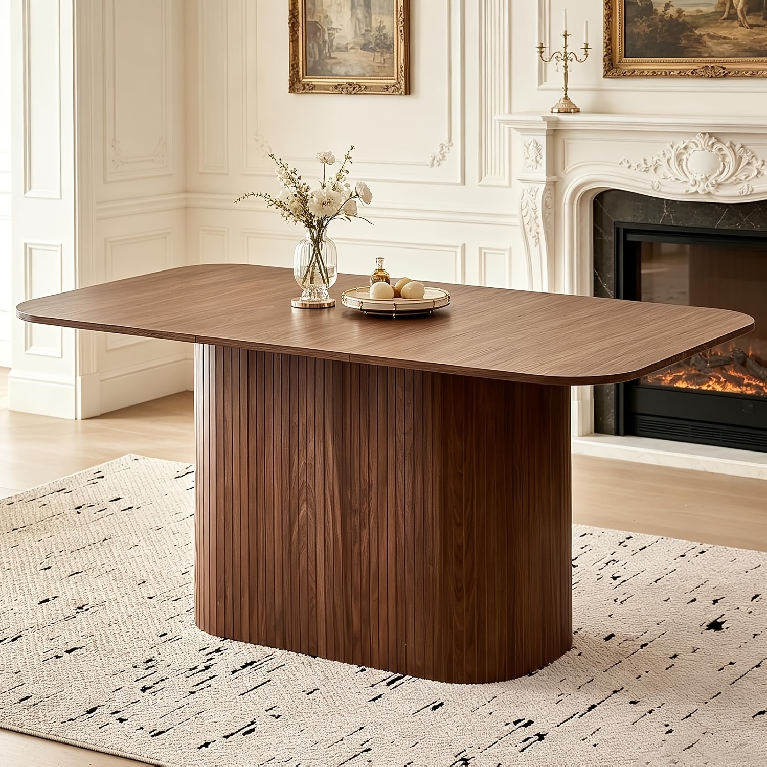 Egoonm 160cm Rectangular Dining Table, Kitchen Table With Mdf Tabletop (wood Grain Finish), Ideal For Dining Room, Kitchen, Restaurant, Office