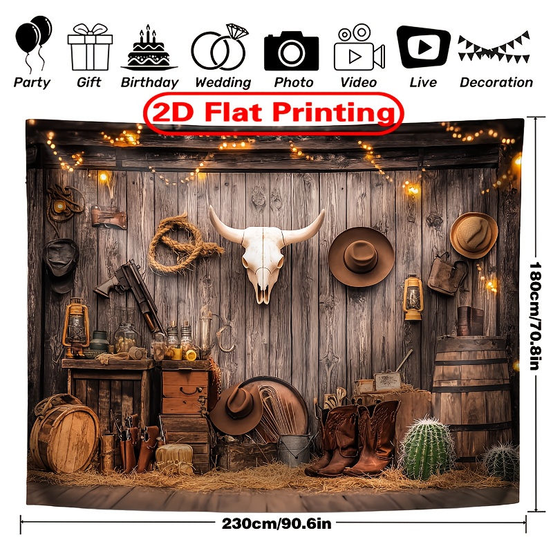 E-shop 2D Flat, 2D Flat - 2D Flat, 2D Flat - 2D FLAT Druckbanner, . Western Cowboy Hintergrund - Polyester Stoff Fotografie Hintergrund & Partybanner -