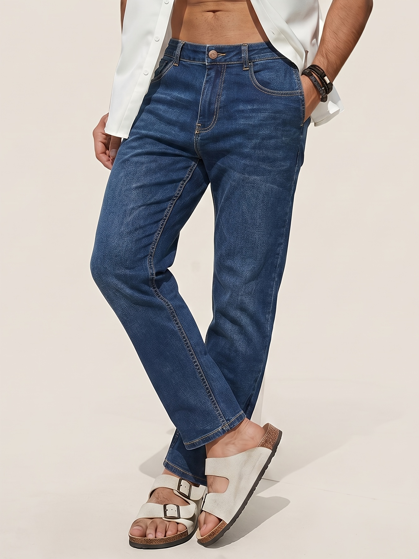 Men s   Fit Jeans, Men s Business Casual Elastic Denim Pants, Suitable for Daily Wear, Suitable for   Of Spring, Summer, Autumn, Winter, Comfortable Men s Jeans, Straight  , Comfortable And Fashionable Denim Pants