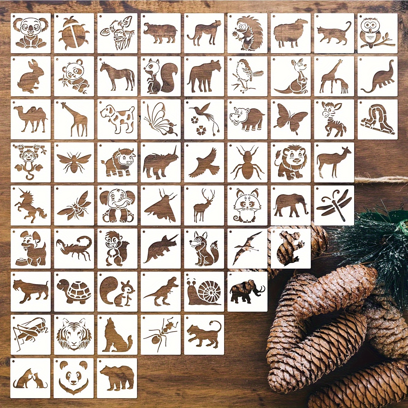 

64-piece Animal Stencil Set For Crafts - Reusable Plastic Templates For Fabric, Canvas, Wood & Home Decor Stencils For Crafts Reusable Stencils Template Plastic Reusable