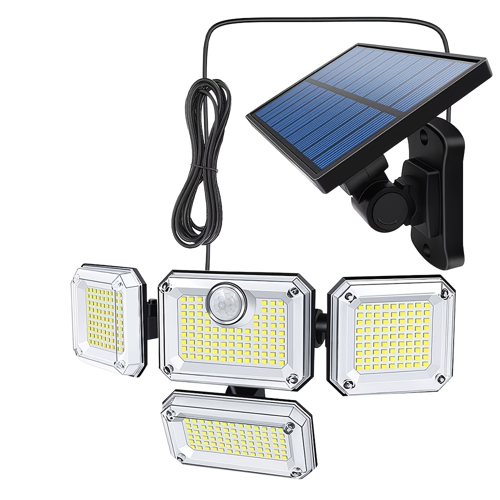 TEMU Outdoor Solar Light With Motion Sensor | -270° Wide-angle Street , Ip65, With 16.4ft Cable 3 Wall Lights, Suitable For Courtyard, Terrace,
