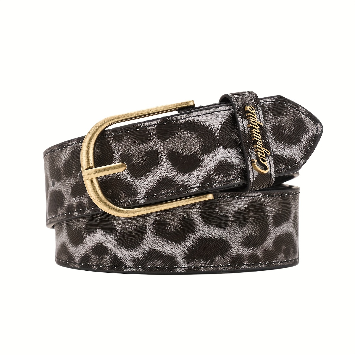 E-shop Klassischer Schnalle PU Leopard Print Gürtel Herren Damen Ebenfalls Stil Lässiger Vintage Gürtel Geeignet für Täglichen Gebrauch (Mit Locher)