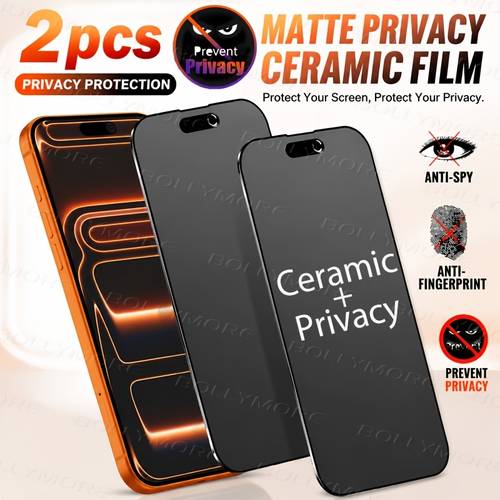 2pcs fully covered frosted anti privacy protection anti fingerprint shockproof and scratch resistant 9h wear resistant compatible with for iphone 17 pro max 17e 17 air 17 pro 17 16 15 14 13 12 11 x 8 7