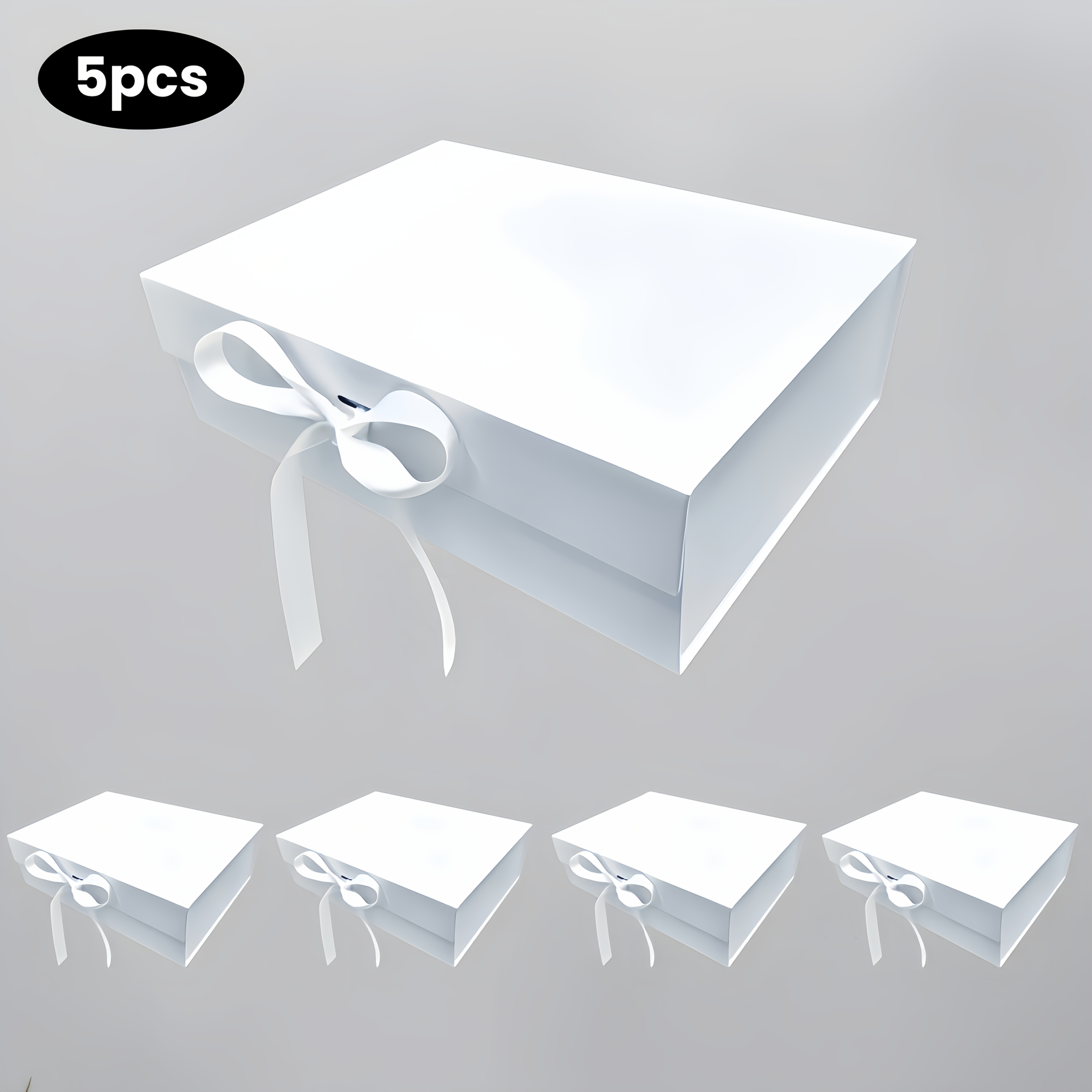 E-shop 5-teilig, Magnetische Geschenkbox, Faltbare Geschenkbox, Maße 10,2 x 7,5 x 3,1 Zoll, Schwarze Box mit Schleife Deckel, für Ostern, Hochzeit,