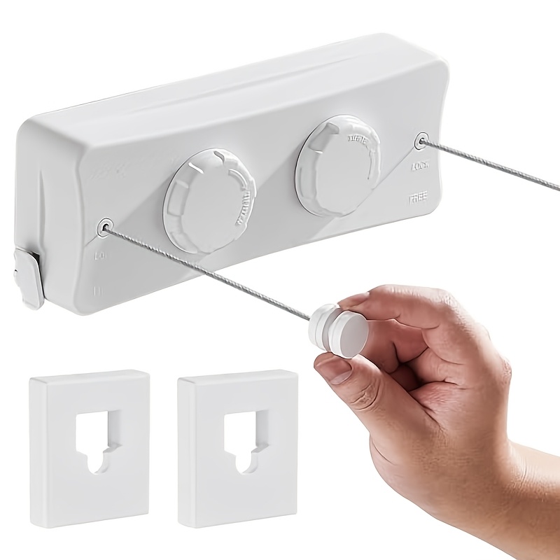 TEMU Heavy-duty Dual-line Invisible Retractable Clothesline, Parallel Dual-, Stable Installation With Drilling, Suitable For Indoor/outdoor And