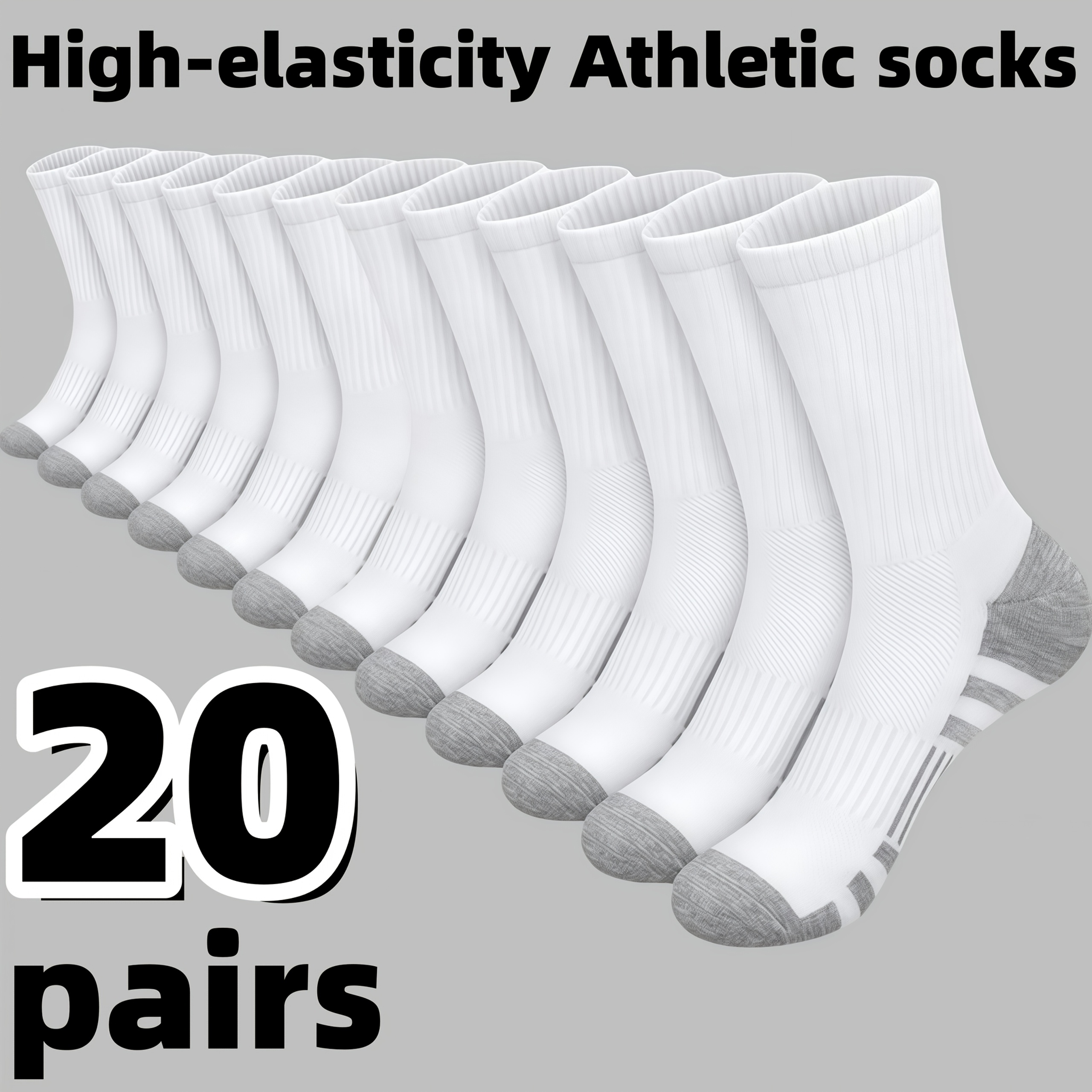 TEMU 20 Pairs Plus Size High Elastic Sports Socks, Random Colors - 168- Knitting Technique, Socks For Men, Socks For Women, Sports Socks For Spring,