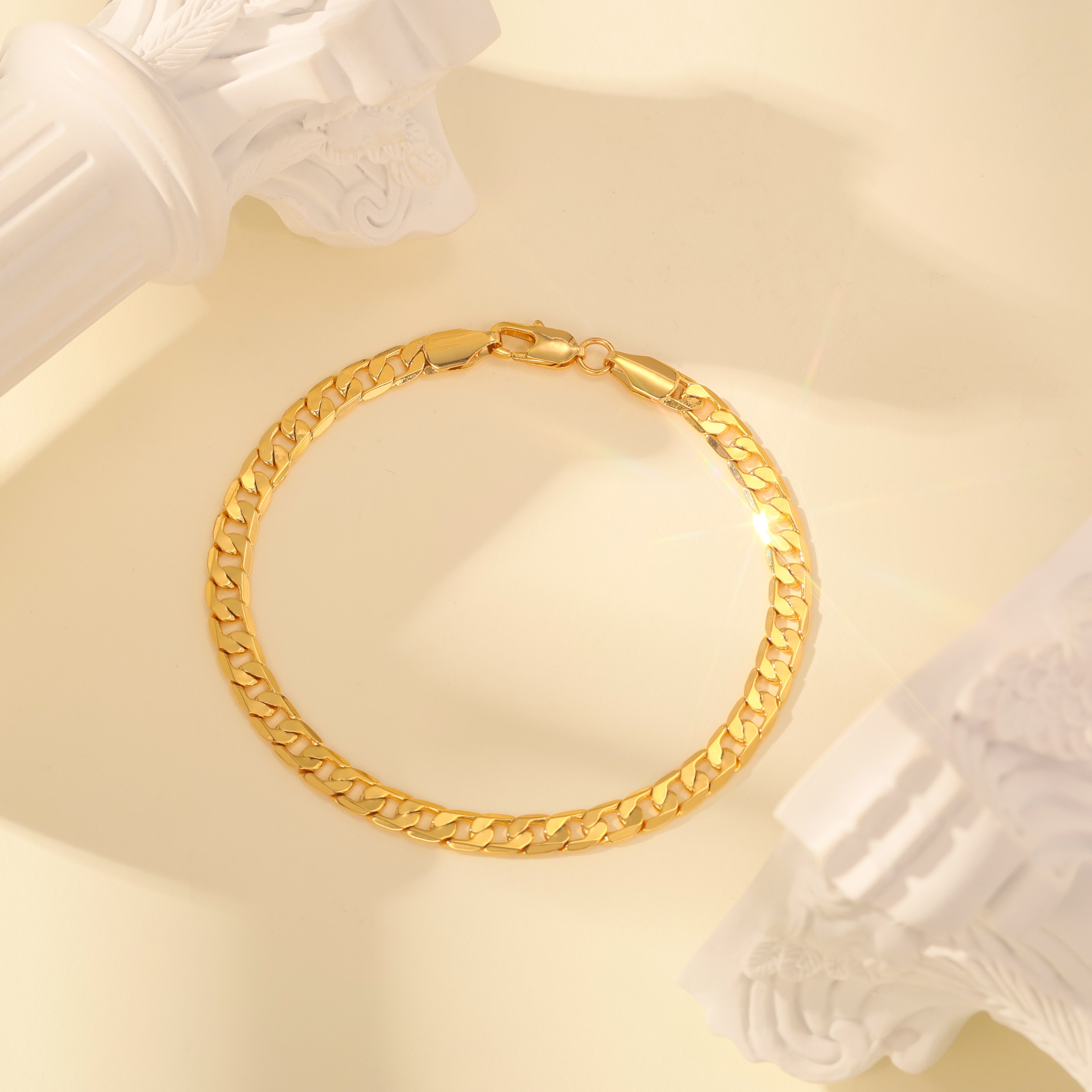 Image of 925 Silver, A 5mm Golden Cuban Bracelet For Women, Elegant And , Perfect For Birthdays, Christmas, And Valentine's Day, Includes A Box