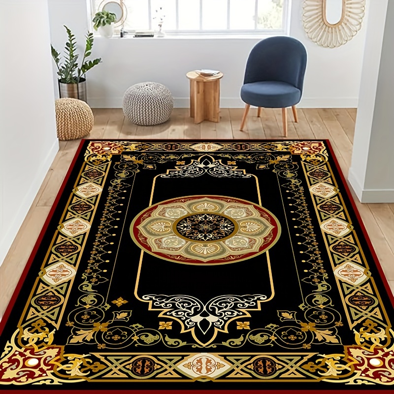 

1pc Luxury Velvet Persian Area Rug, Non-slip Velvet Carpet, Washable Home Decor Floor Mat, Multiple Sizes, For Living Room & Bedroom, Magical Design Point