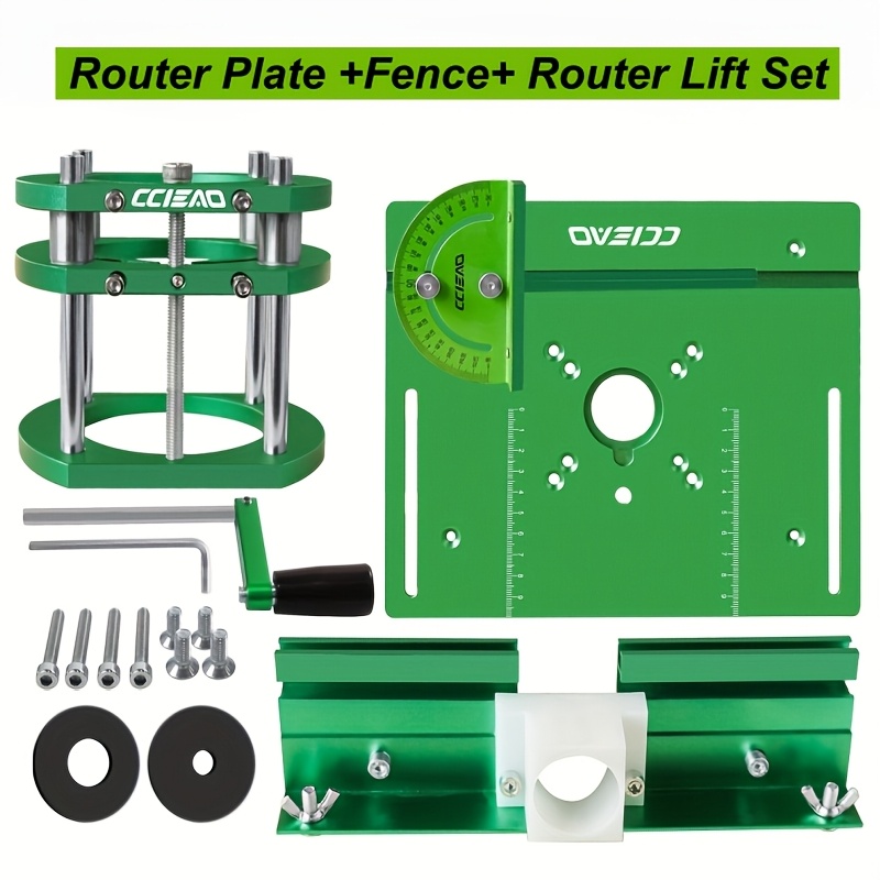 TEMU Router Lift Kit System- Choose: Router Plate+ Fence+ Router Lift Set/ Router Plate Set/ Router Lift Set- Fits 65mm Motor, Aluminum, Woodworking