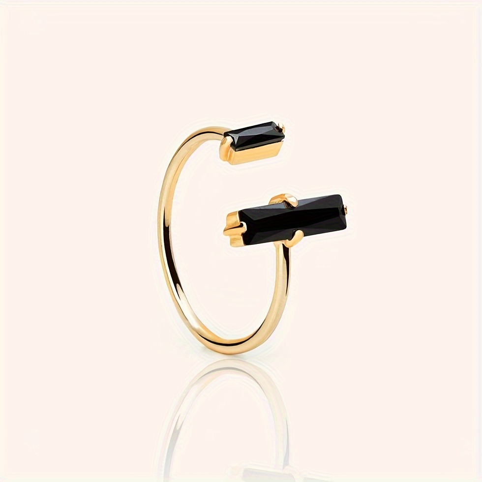 TEMU Natural Stone 1pc Ring Natural Black Agate Minimalist Retro Ring