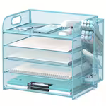 Local5 Tier Desk Organizer with Handle & Removable Pen Holders, Paper Letter Tray Organizer for Office Supplies, Mesh Paper/File Organizer for DeskOpen in new tab.