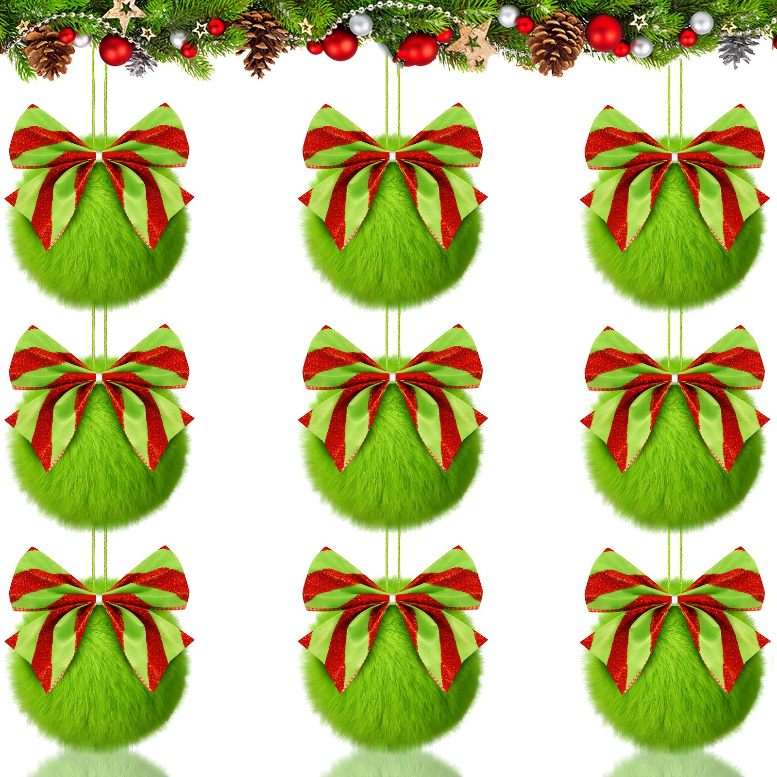 TEMU 9 Christmas Ball Ornaments, Fuzzy Elf Decorations, Hanging Ornaments For Christmas Balls, Christmas Tree Decorations, And Party Gift Supplies (8