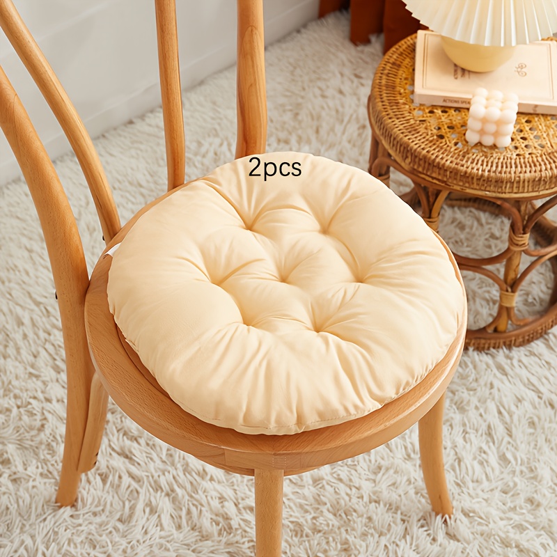 Image of 2pcs Thick Round Chair Cushion Mats For Dining Chairs, Office Student Seat Pads, Tatami Floor Seating Mat