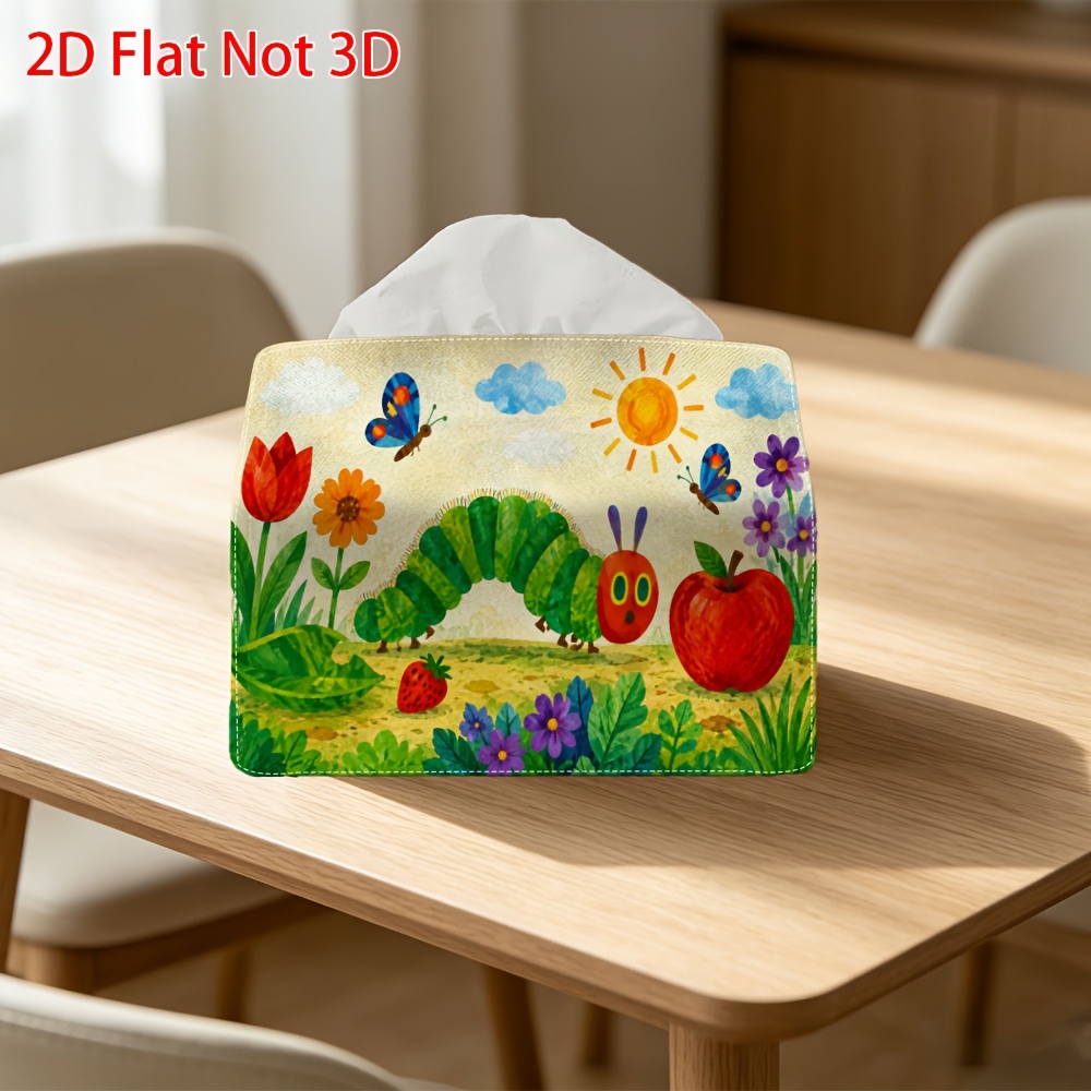 TEMU 1pc For Caterpillar Eating Napkin Dispenser Box With Pull-out Tissues - Adorable Room Decor Suitable, Bathroom, Car, - Compact Tissue Holder For